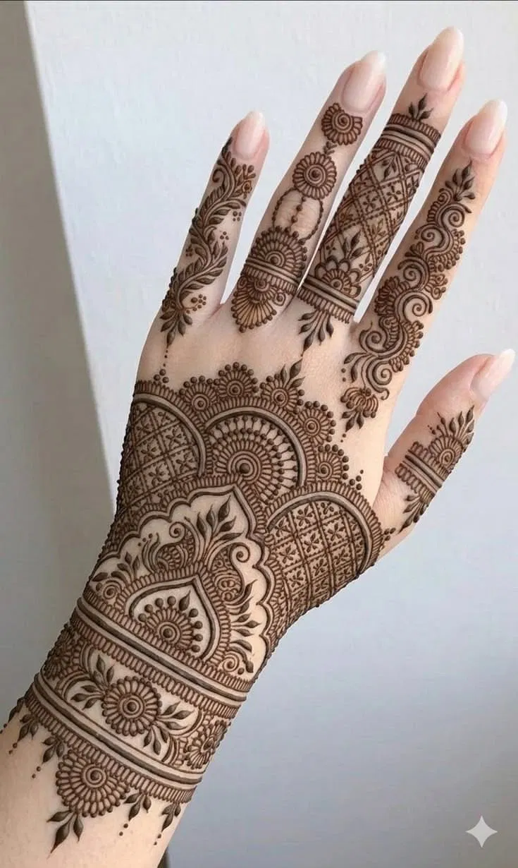 Aesthetic Arabic Back Hand Mehndi Design for Diwali