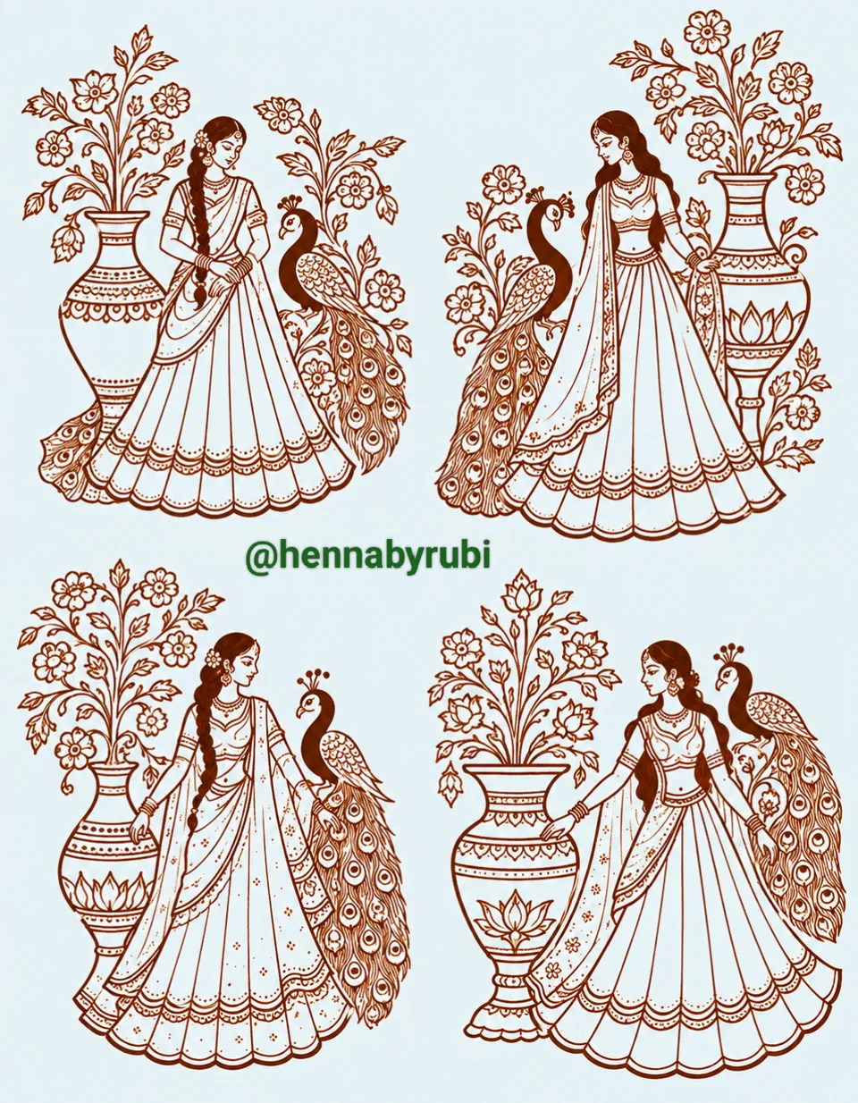 Arabic Bridal Back Hand Mehndi Design with Figures, Flowers and Peacock (3)