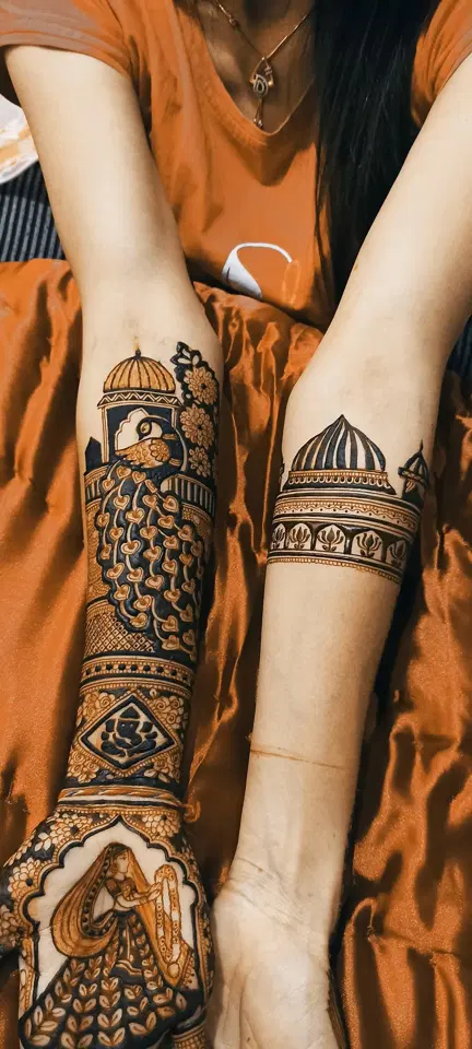 figure full hand mehndi design