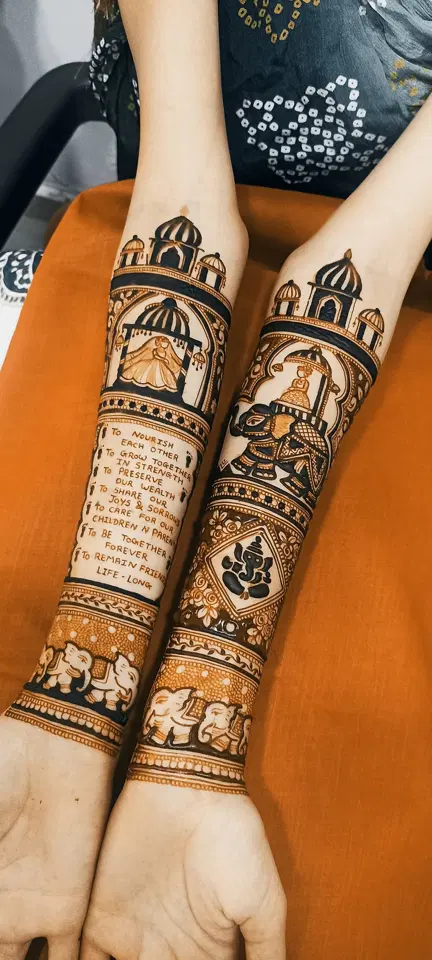 figure full hand mehndi design