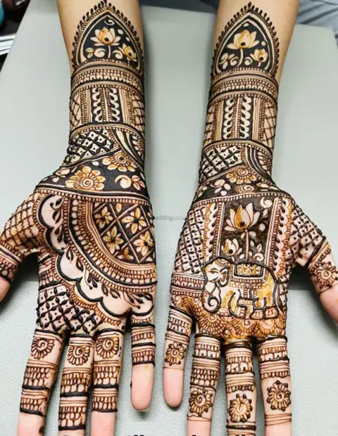 figure full hand mehndi design