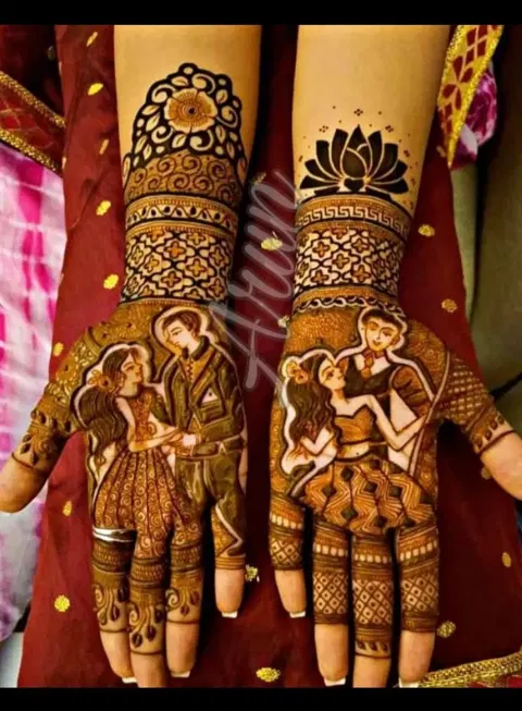 figure full hand mehndi design