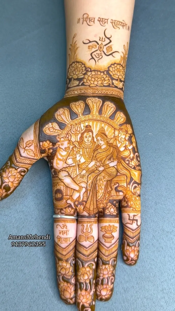 Bridal Mehndi Design with Deity