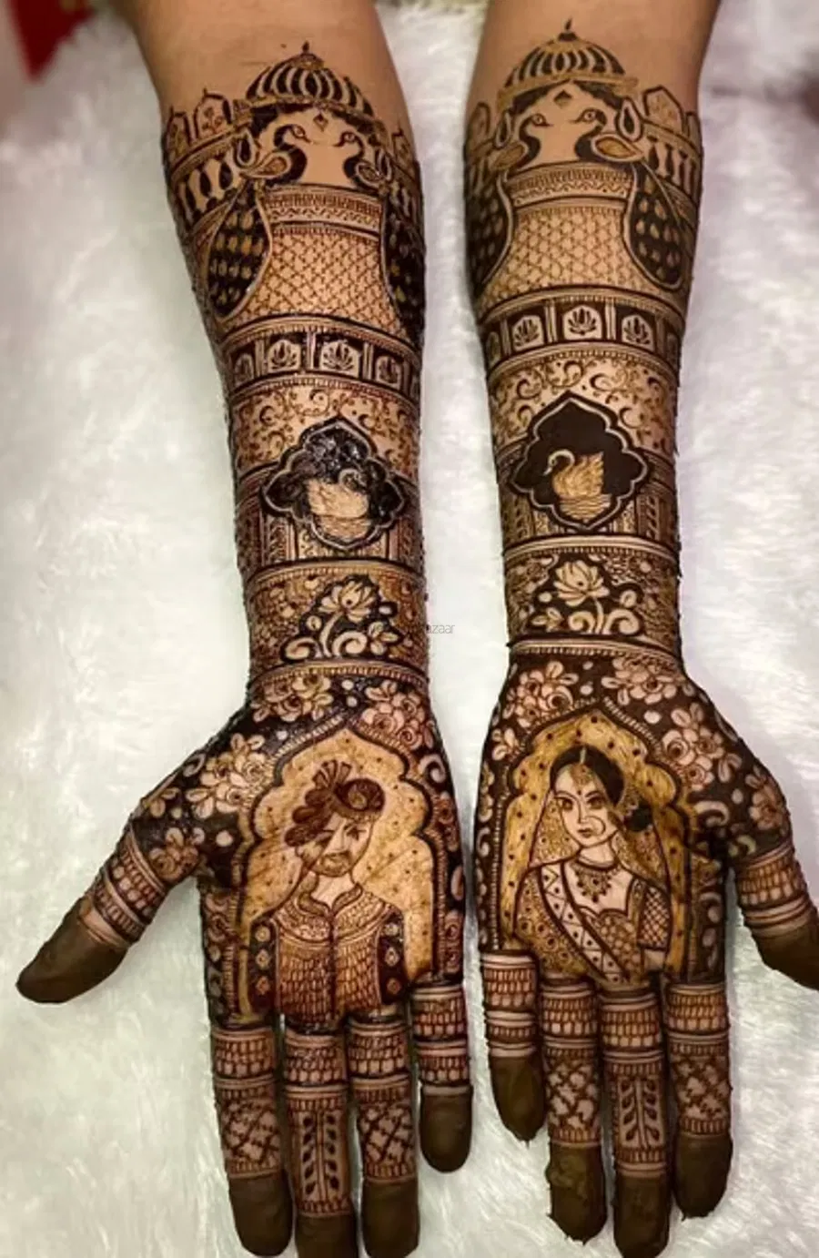 Heavy Full Hand Mehndi Design with Figures