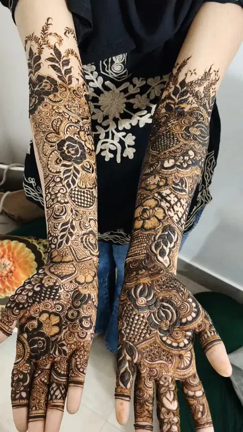 bridal full hand mehndi design