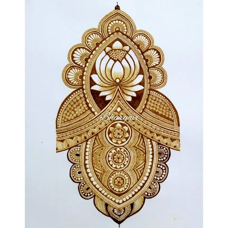 Bridal Mehndi Design with Figures and Flowers