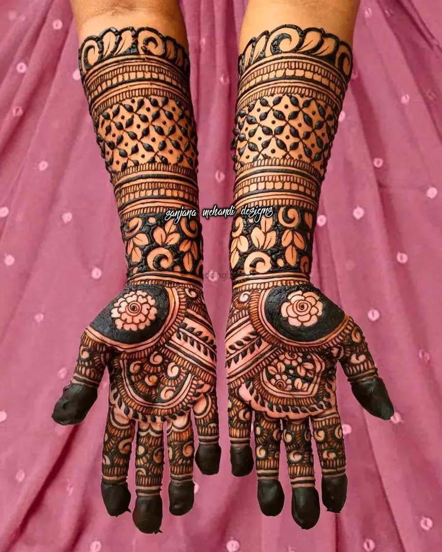 Full Hand Mehndi Design with Hearts