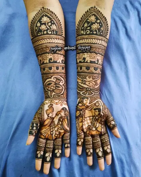 figure full hand mehndi design