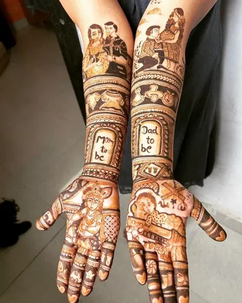figure full hand mehndi design