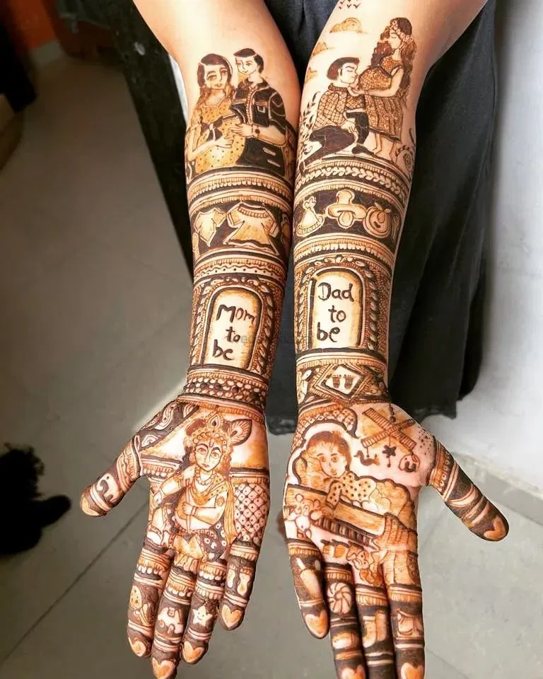 Full Hand Mehndi Design with Figures
