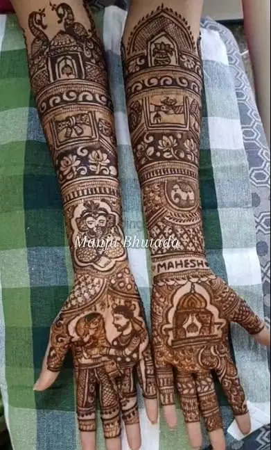 figure full hand mehndi design