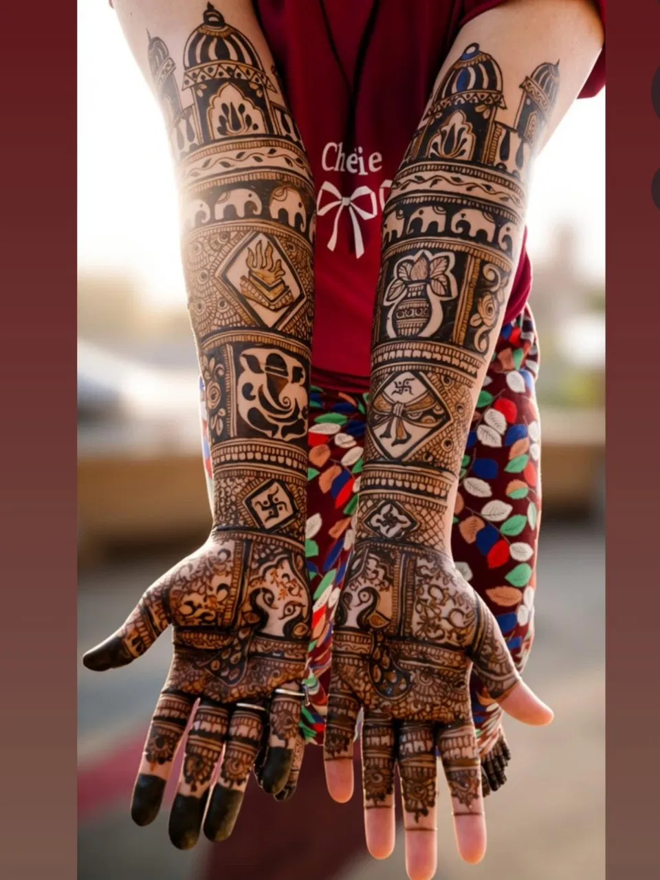Bridal Full Hand Mehndi Design with Figures