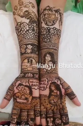 Full Hand Mehndi Design with Figures (4)