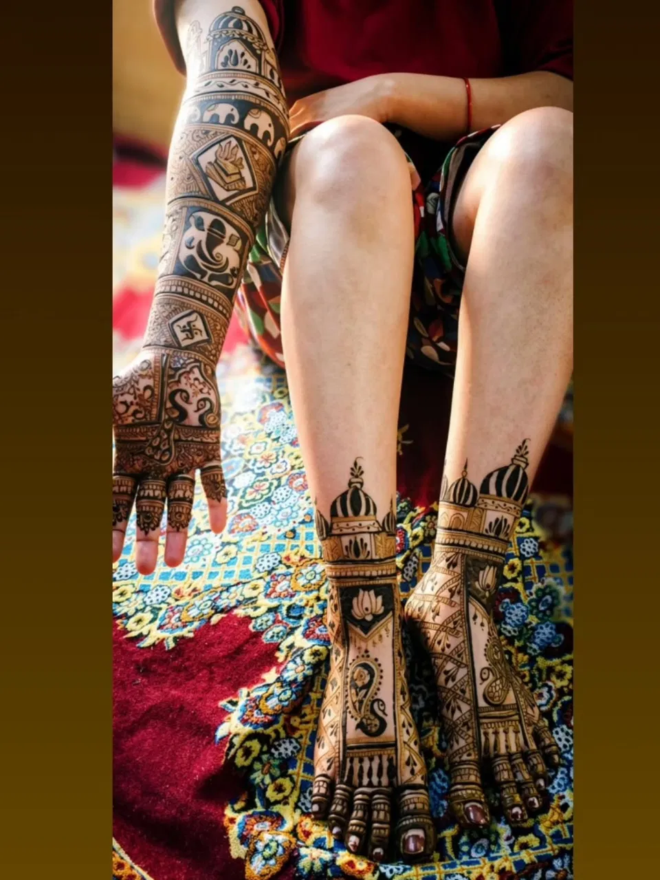 Bridal Foot Mehndi Design with Figures