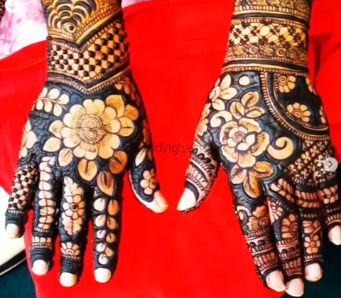 figure full hand mehndi design