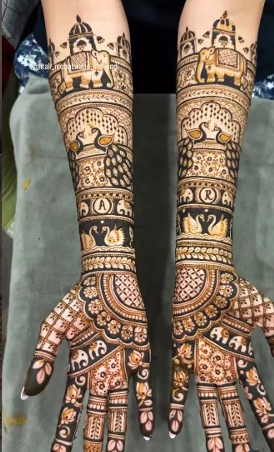 Full Hand Mehndi Design with Peacock