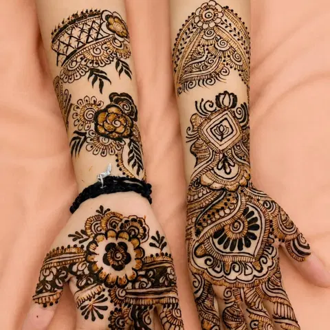 figure full hand mehndi design