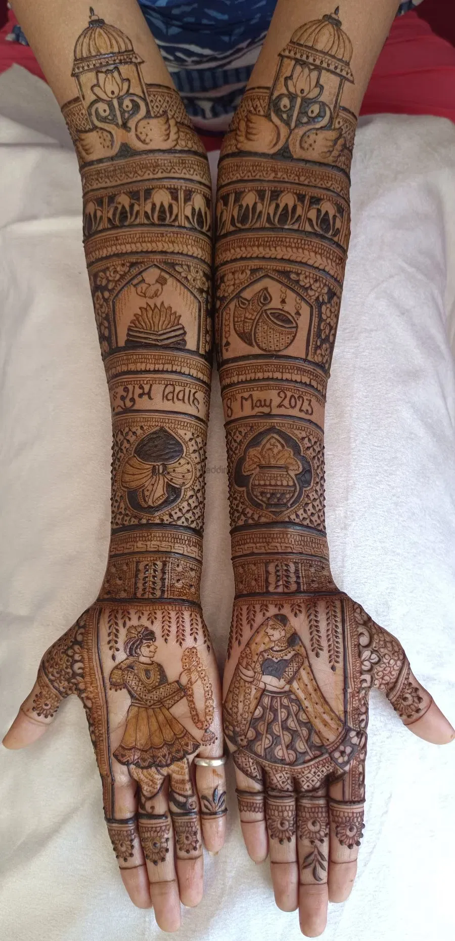 Heavy Full Hand Mehndi Design with Figures