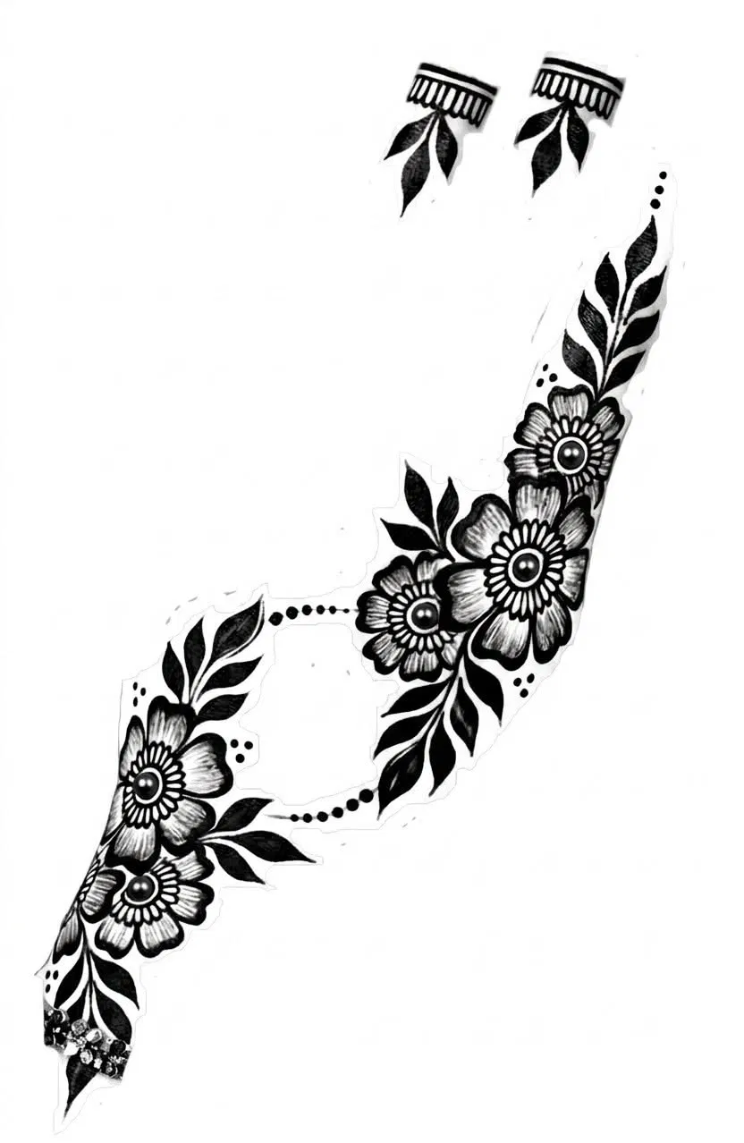 Arabic Full Hand Mehndi Design with Flowers and Lotus