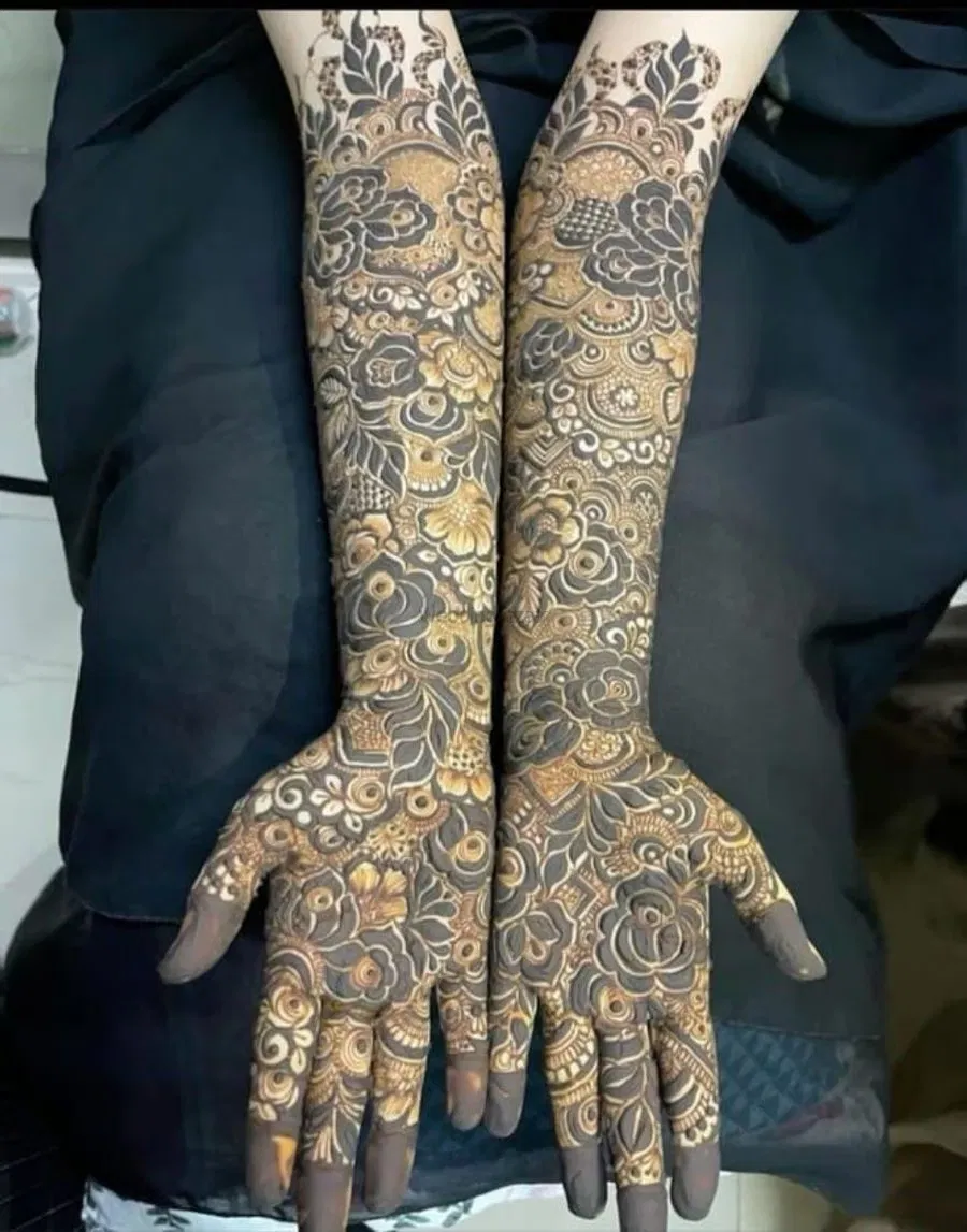 Bridal Dubai Arm Mehndi Design with Jaal