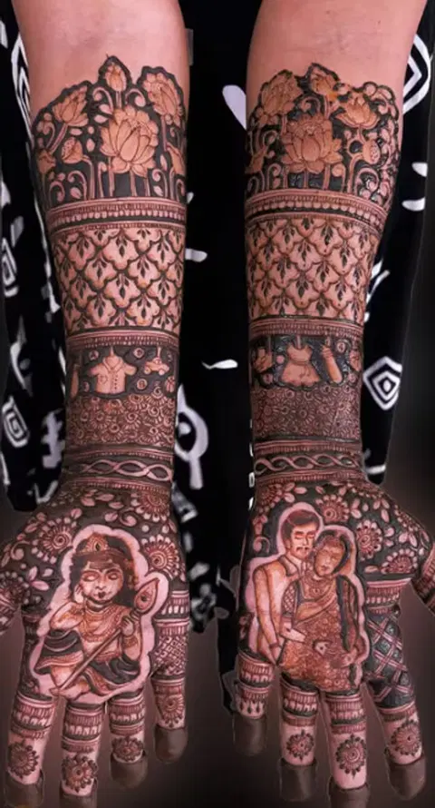figure full hand mehndi design