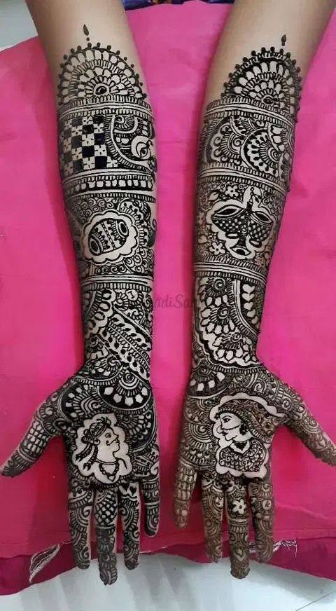 figure full hand mehndi design