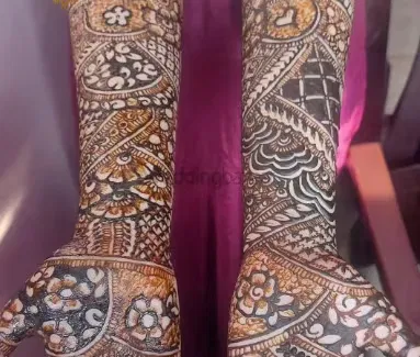 Full Hand Mehndi Design with Figures and Hearts