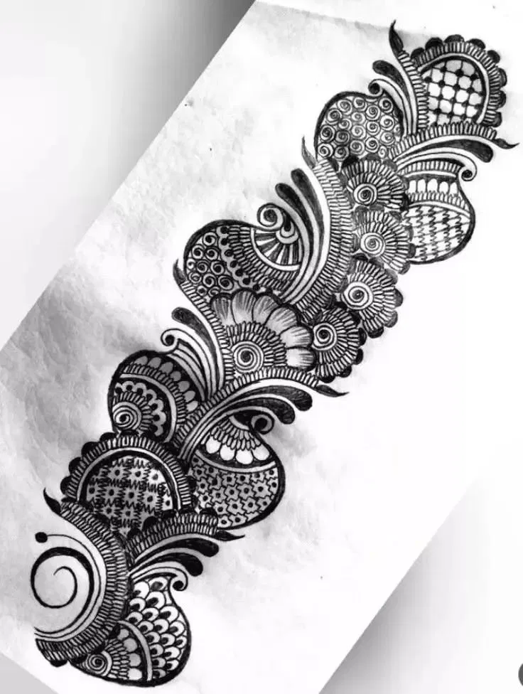Arabic Simple Mehndi Design with Moon and Peacock