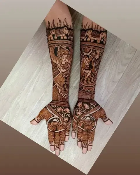 figure full hand mehndi design