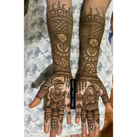 figure full hand mehndi design