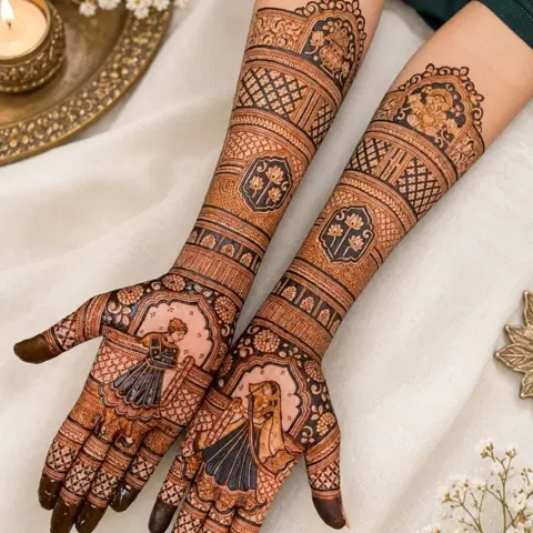 figure full hand mehndi design