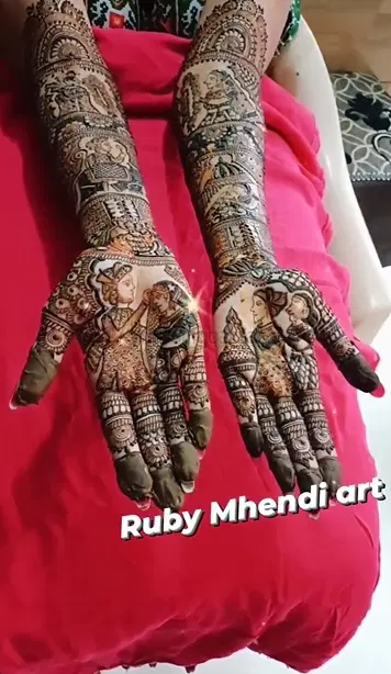 figure full hand mehndi design