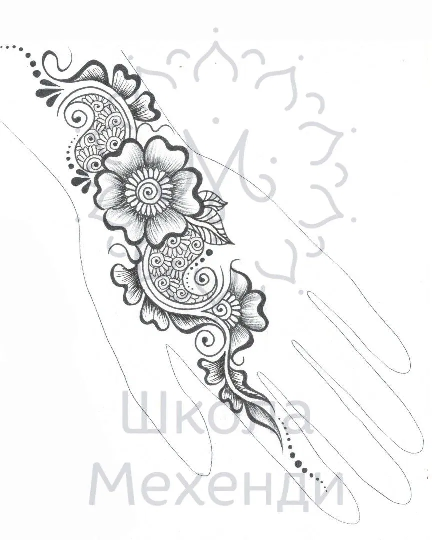 Arabic Simple Mehndi Design with Flowers and Moon