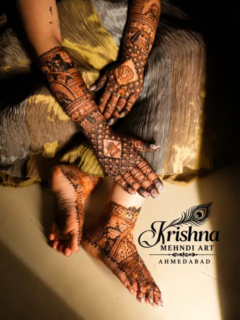 bridal deity foot mehndi design