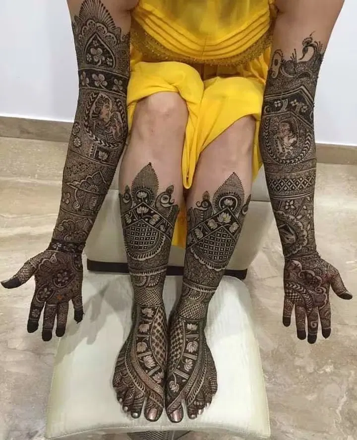 Full Hand Mehndi Design with Figures (4)