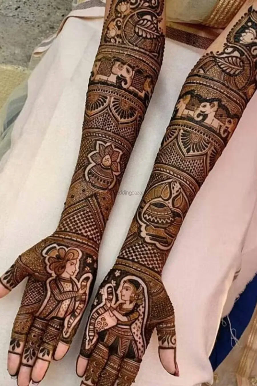 Heavy Full Hand Mehndi Design with Figures (2)
