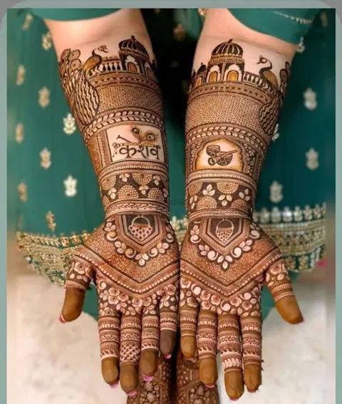 figure full hand mehndi design