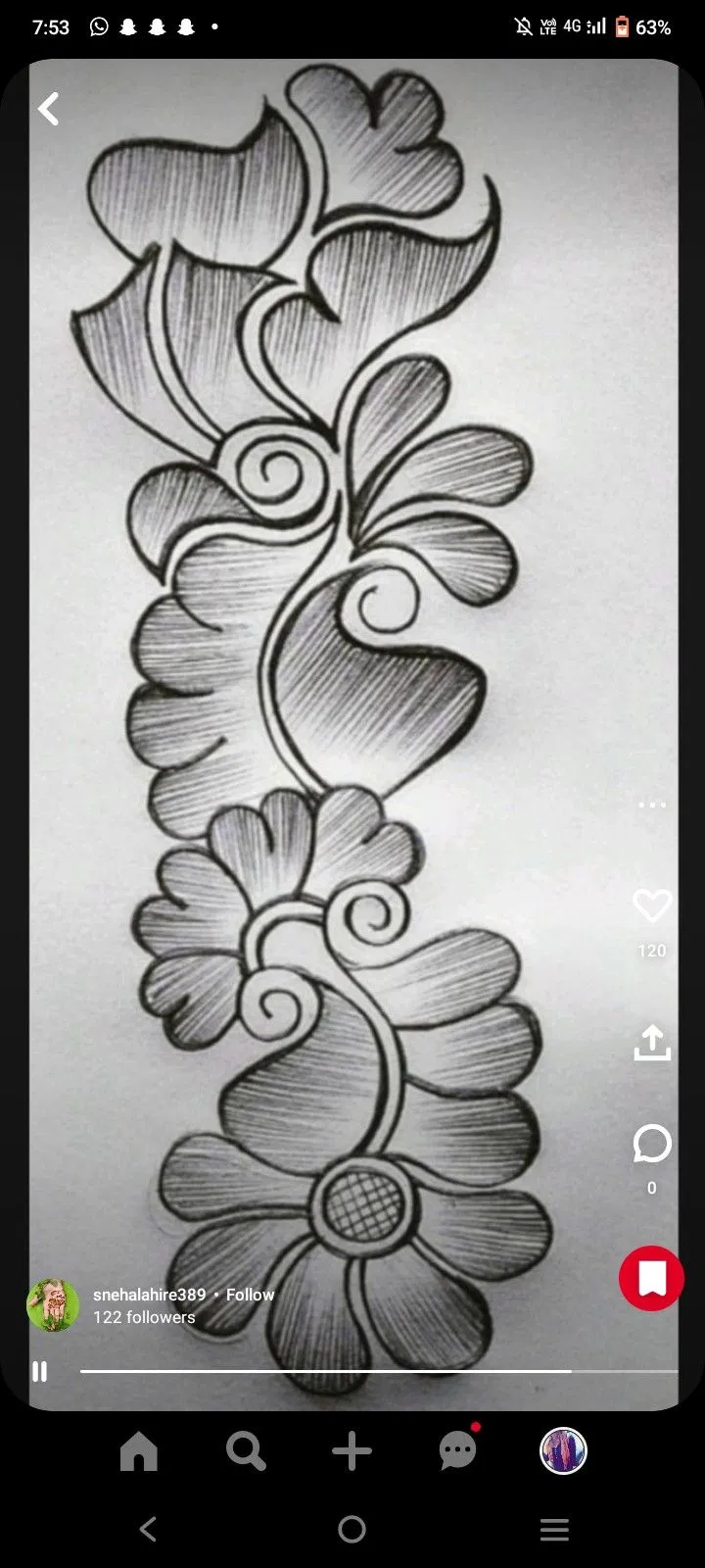 Arabic Simple Mehndi Design with Flowers and Hearts