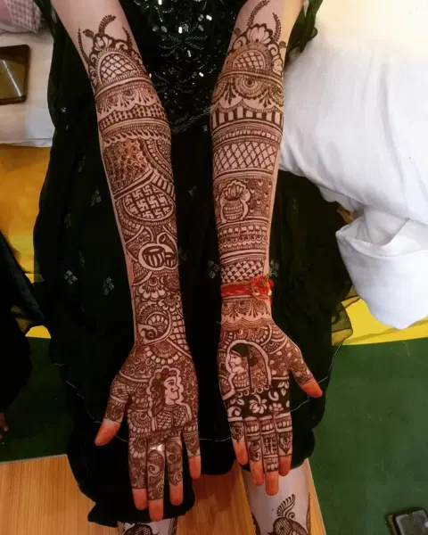 figure full hand mehndi design