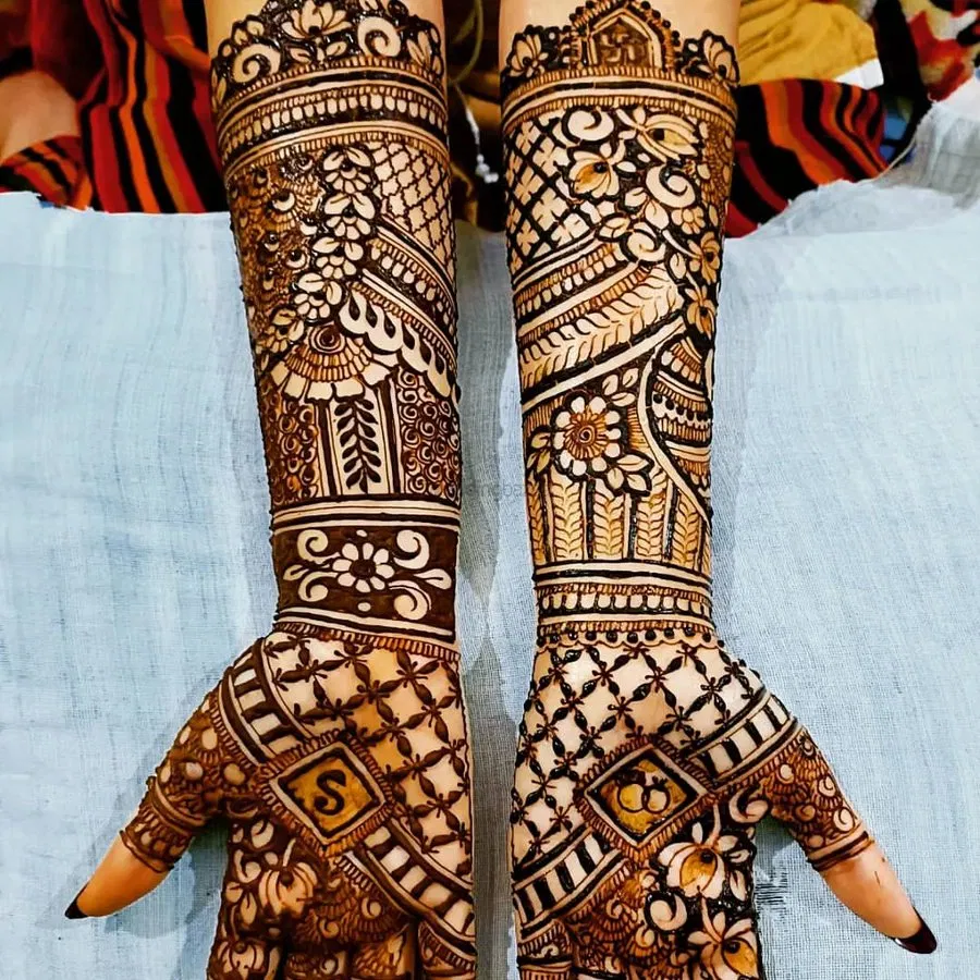 Full Hand Mehndi Design with Figures (2)