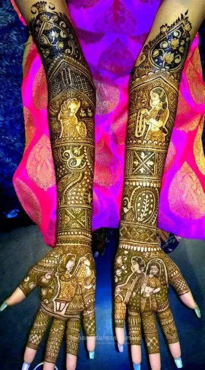 figure full hand mehndi design