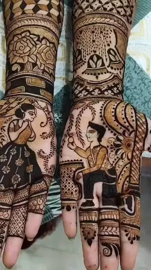 Full Hand Mehndi Design with Figures