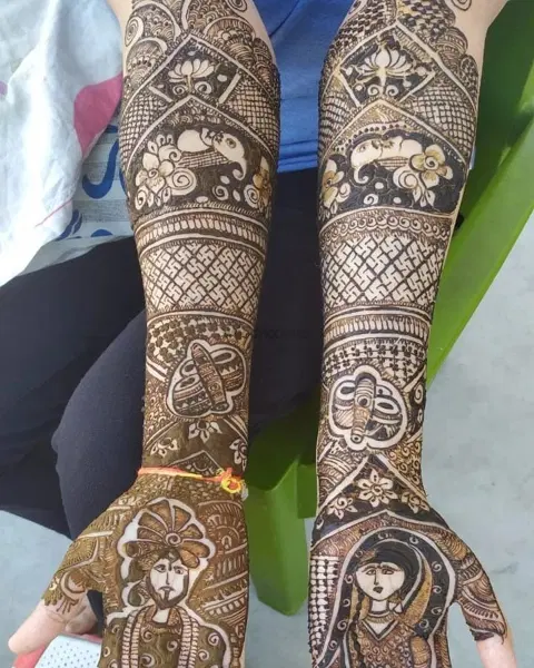 figure full hand mehndi design