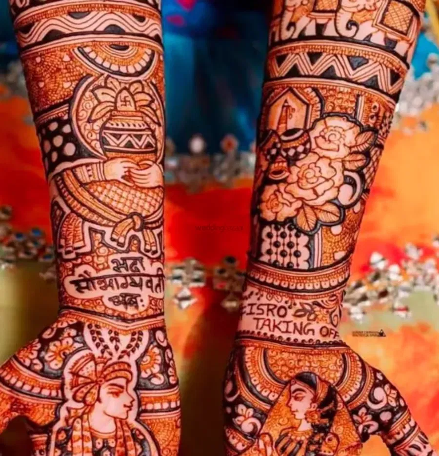 Full Hand Mehndi Design with Figures (2)