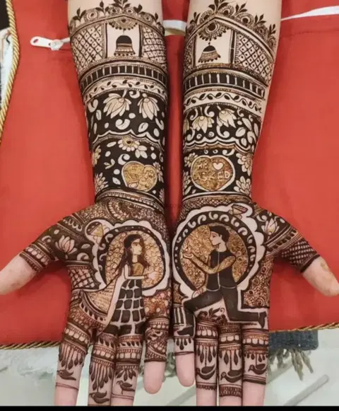 figure full hand mehndi design