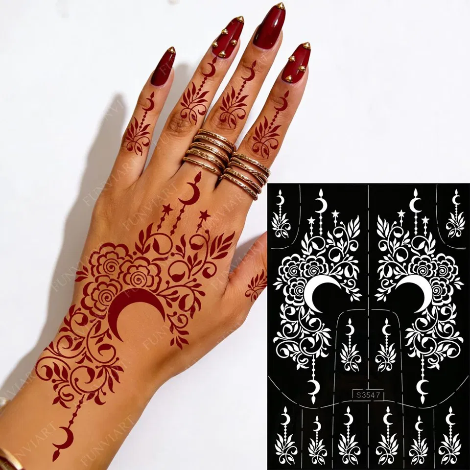 Arabic Simple Front Hand Mehndi Design with Flowers and Moon