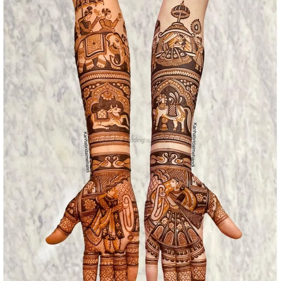 Full Hand Mehndi Design with Figures (27)