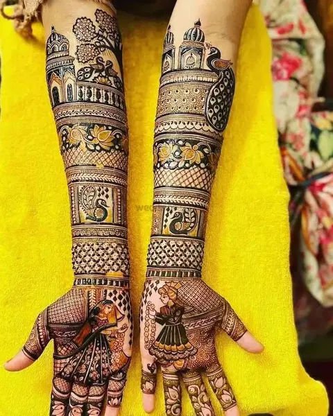 figure full hand mehndi design