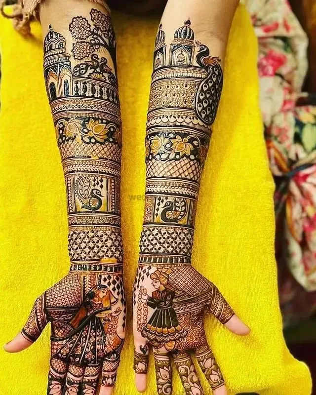 Full Hand Mehndi Design with Figures (28)