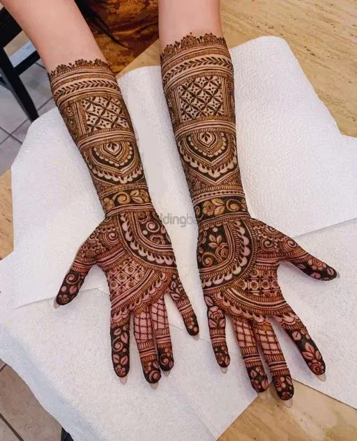 Full Hand Mehndi Design with Hearts